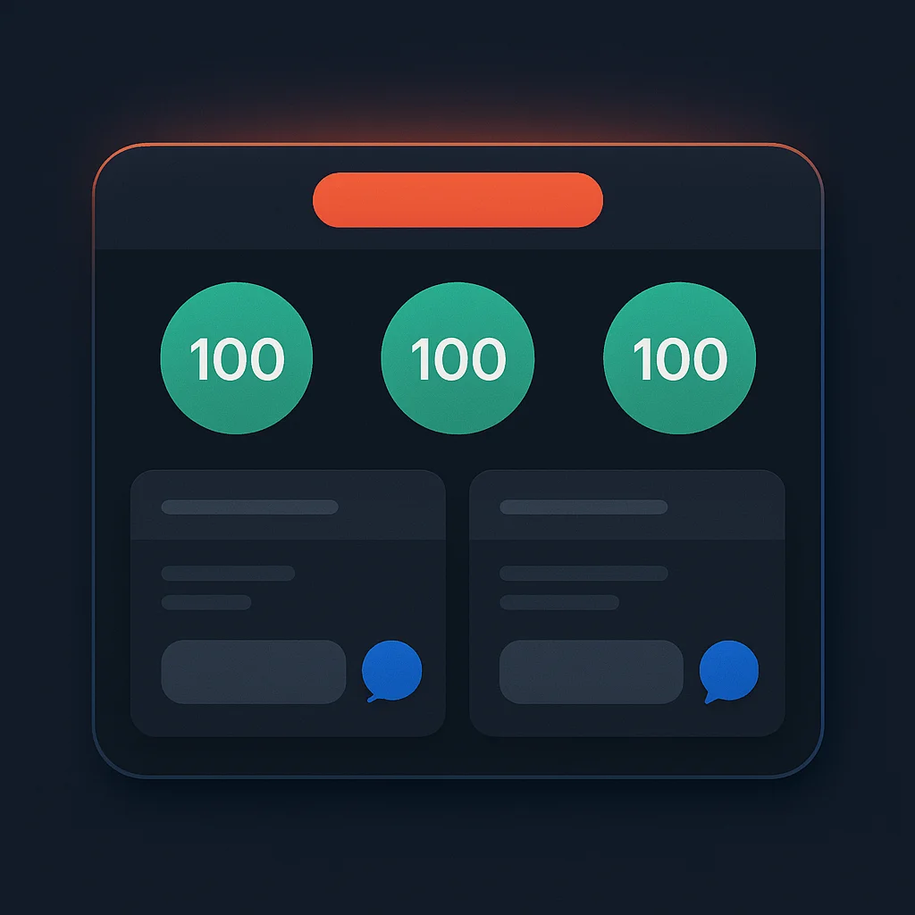 A clean concept illustration of a dashboard with green visibility scores and a brand name highlighted