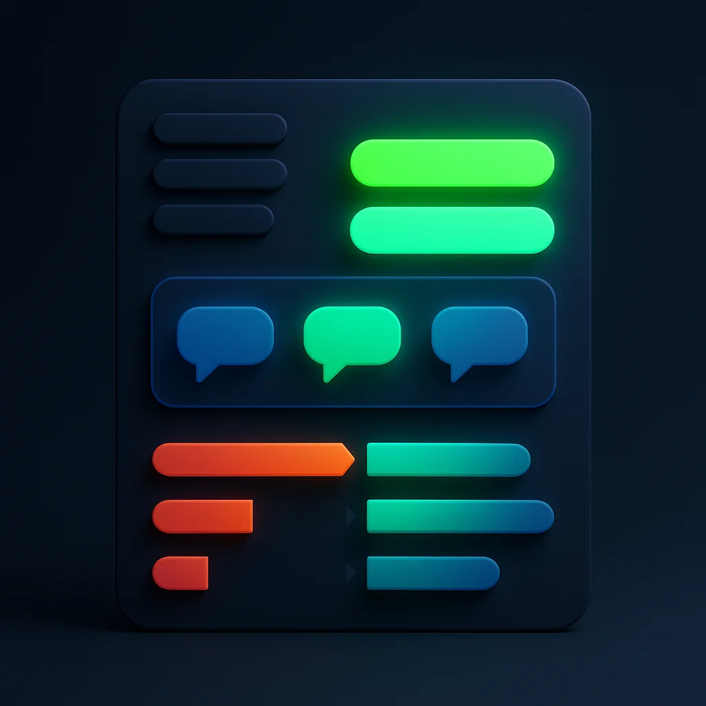 A clean concept illustration of a brand name glowing brighter than competitors above AI chat bubbles and charts, no fox.