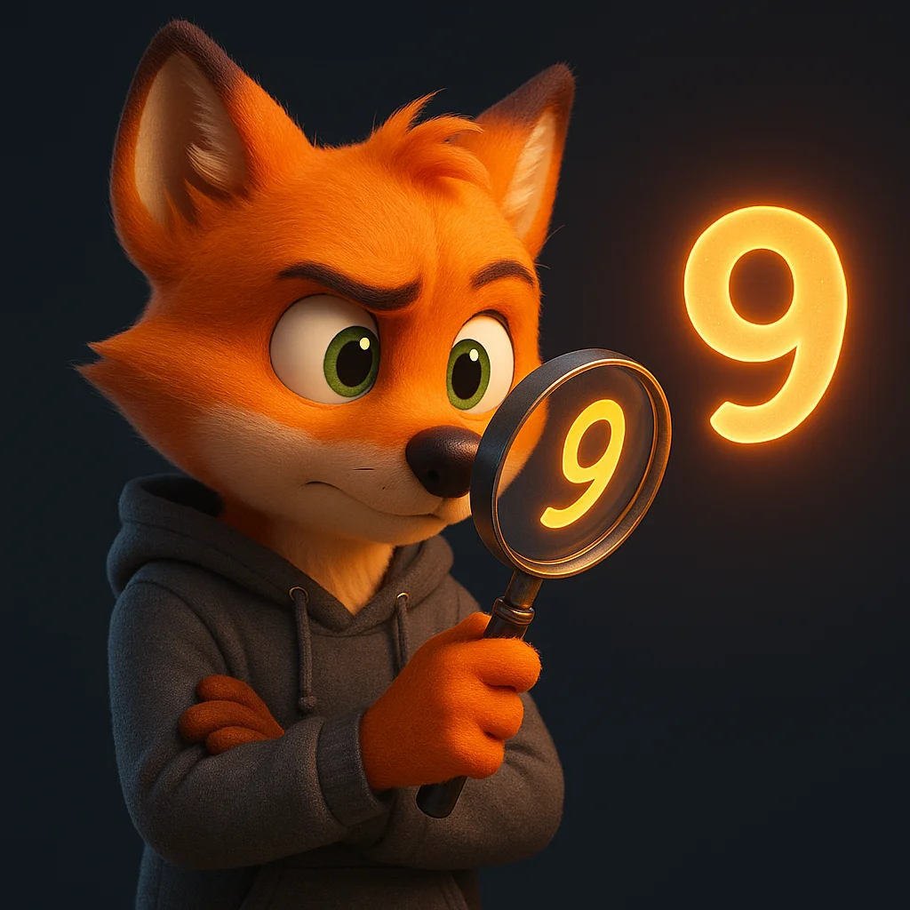 The FoxRadar fox mascot holds a magnifying glass up to a glowing number, checking that AI can read the limits clearly.