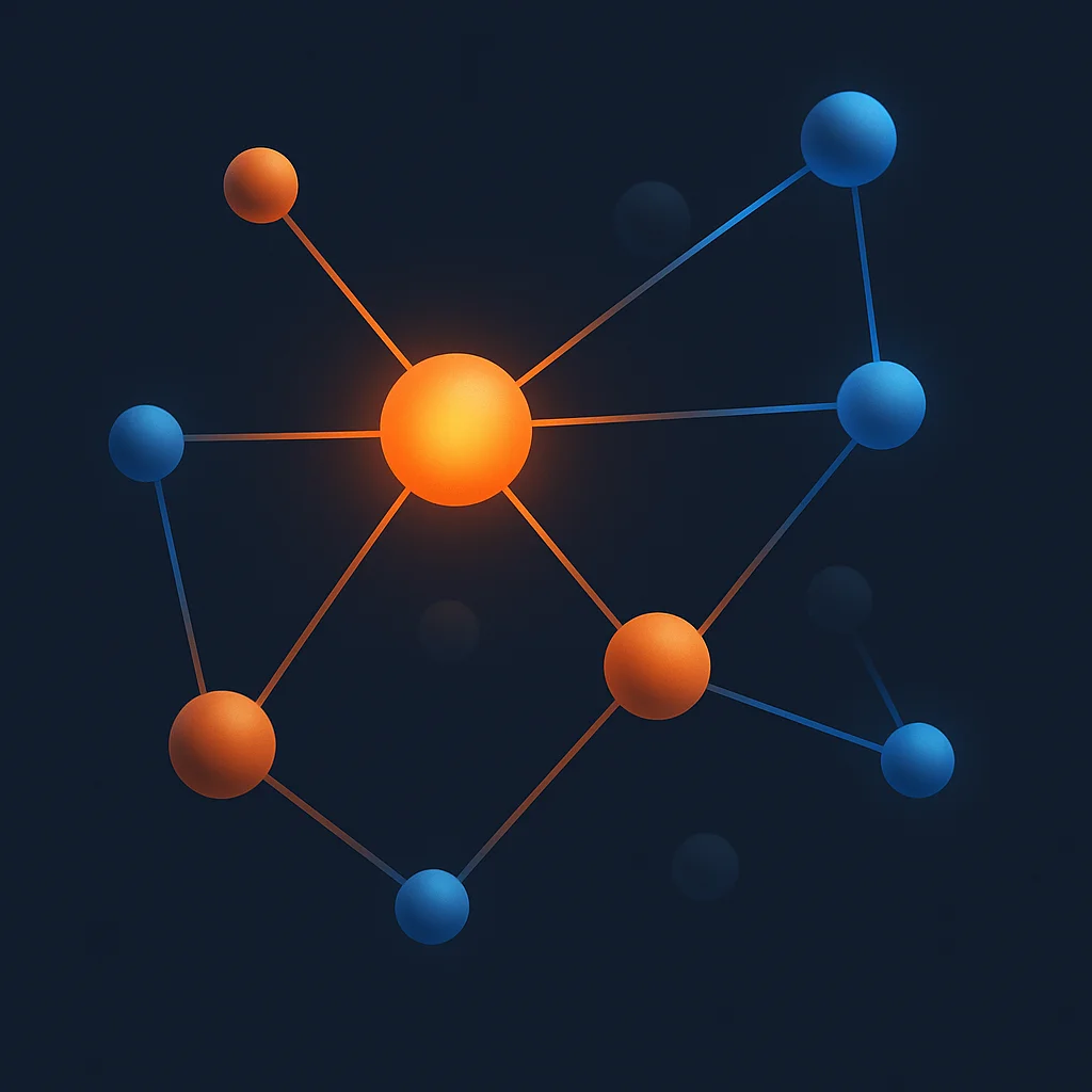 A concept illustration of interconnected glowing nodes representing a brand’s verified profiles across platforms.