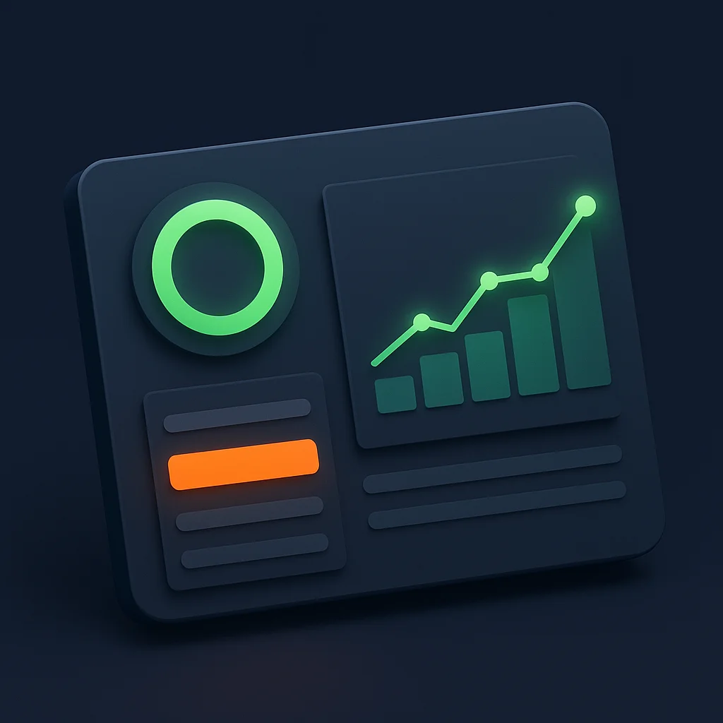 A clean concept illustration of a dashboard with rising visibility scores and highlighted brand citations.