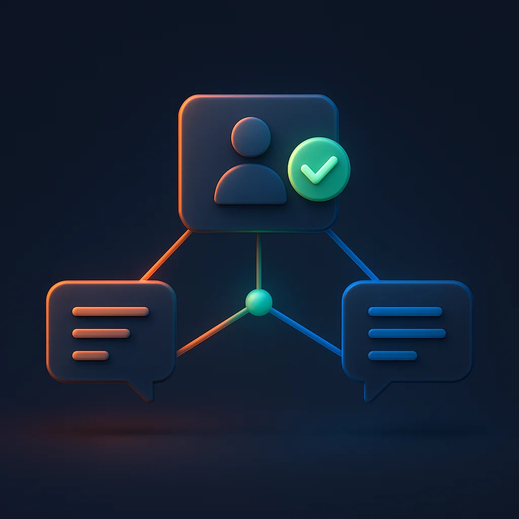 A concept illustration showing a dashboard of AI platforms connecting to a single trusted verification page, without the fox.