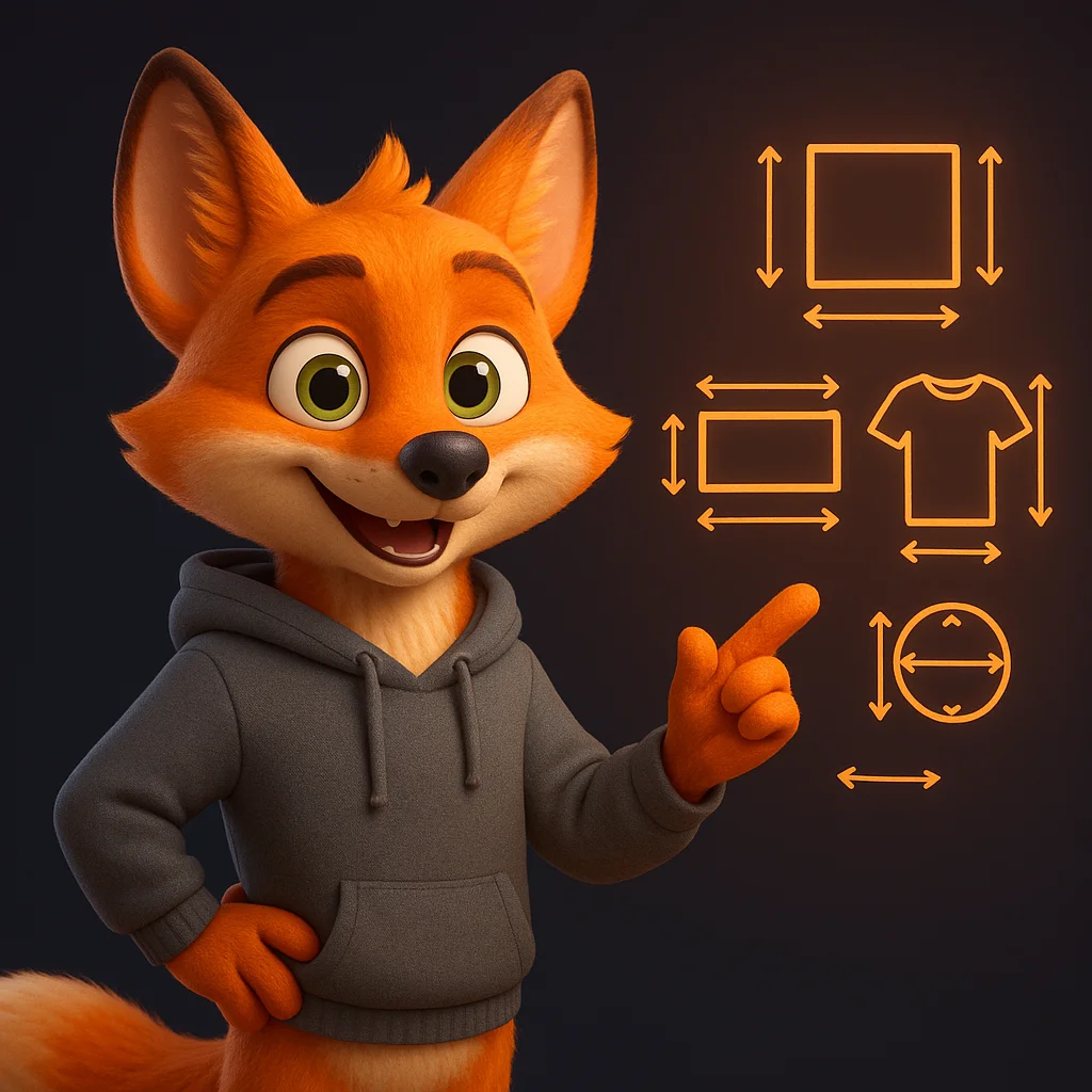 The FoxRadar fox mascot pointing at floating measurement data with a friendly teaching pose.