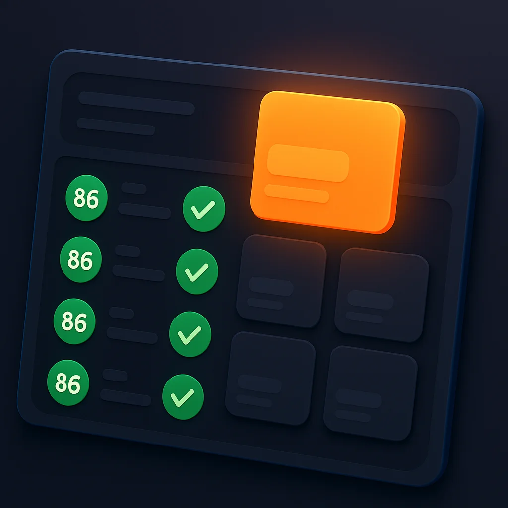 A clean concept illustration of a dashboard with green visibility scores and checkmarks on a dark background.